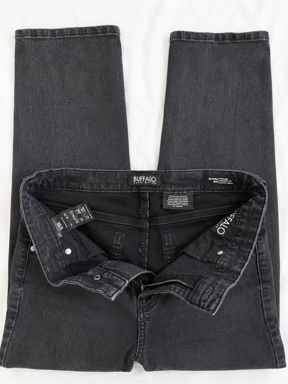 Buffalo David Bitton Alyssa Women’s Jeans 6/28 Black High Rise Straight Leg - Picture 3 of 4